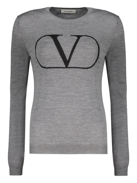 Valentino Garavani intarsia-knit logo jumper - Grey - zdjęcie produktu nr 1