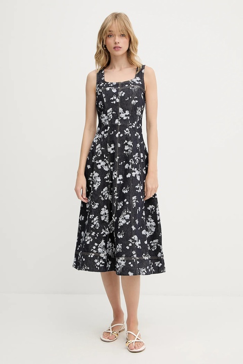 Karl Lagerfeld sukienka jeansowa kolor granatowy midi rozkloszowana A3W13004 - zdjęcie produktu nr 1