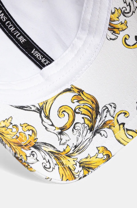 Versace Jeans Couture czapka z daszkiem bawełniana damska kolor biały wzorzysta 78HAZK10 ZG364 - zdjęcie produktu nr 1