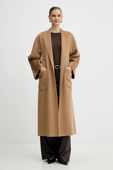 Luisa Spagnoli płaszcz wełniany kolor brązowy 542325 - zdjęcie produktu nr 1