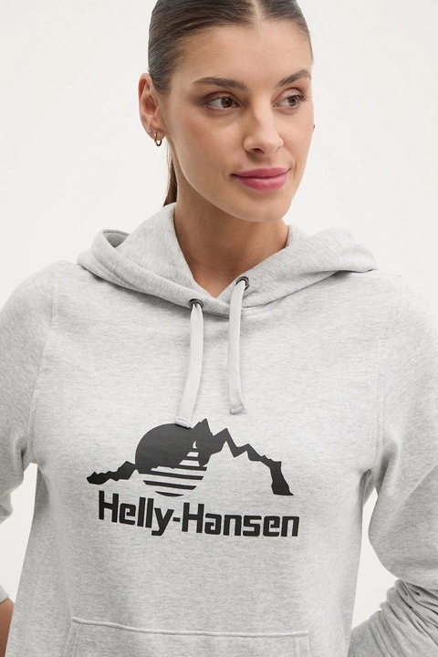 Helly Hansen bluza NORD GRAPHIC damska kolor szary z kapturem z nadrukiem 62981 - zdjęcie produktu nr 2