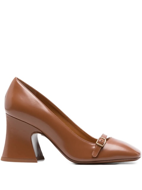 Chloé 75mm Janis buckle-detail flared pumps - Brown - zdjęcie produktu nr 1