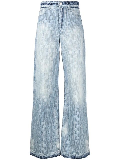 AMIRI logo-jacquard wide-leg jeans - Blue - zdjęcie produktu nr 1