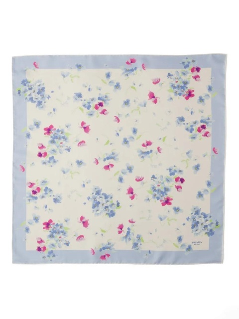 Prada floral-print twill scarf - White - zdjęcie produktu nr 2