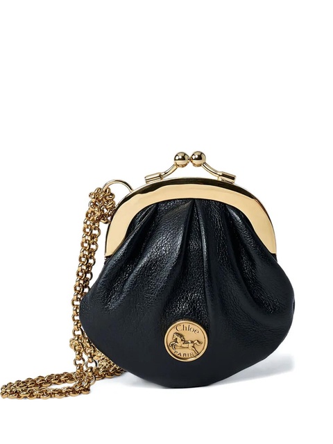 Chloé chain logo leather clutch bag - Black - zdjęcie produktu nr 1