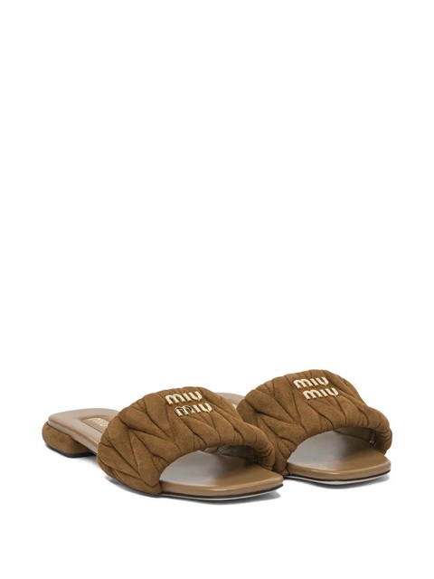 Miu Miu Matelassé suede sandals - Brown - zdjęcie produktu nr 2