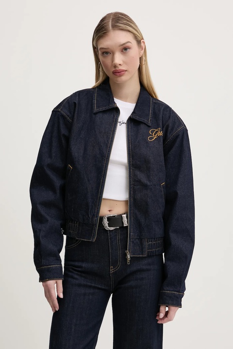 Guess Originals kurtka jeansowa kolor granatowy przejściowa oversize W5RG44 D4XY0 - zdjęcie produktu nr 1