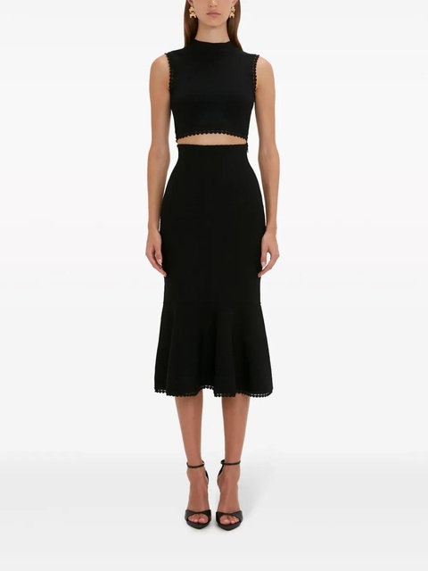 Victoria Beckham VB Body scallop-trim flared skirt - Black - zdjęcie produktu nr 2