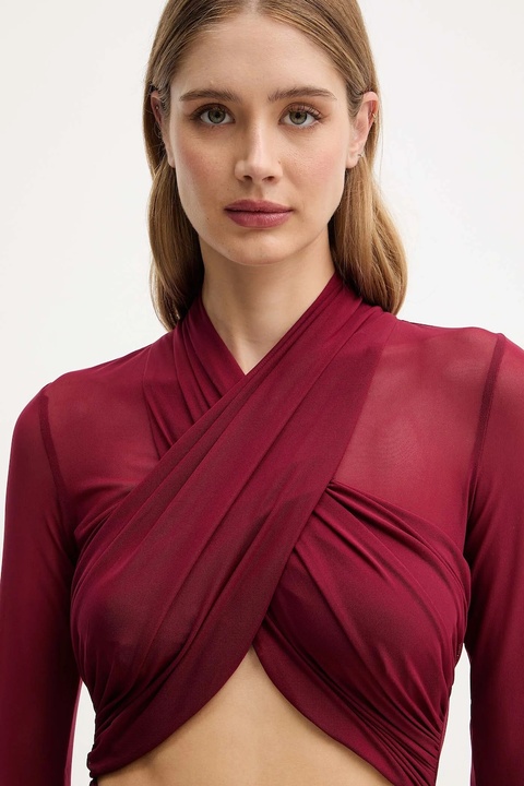 Bardot body damskie kolor bordowy gładka 60050TB - zdjęcie produktu nr 2