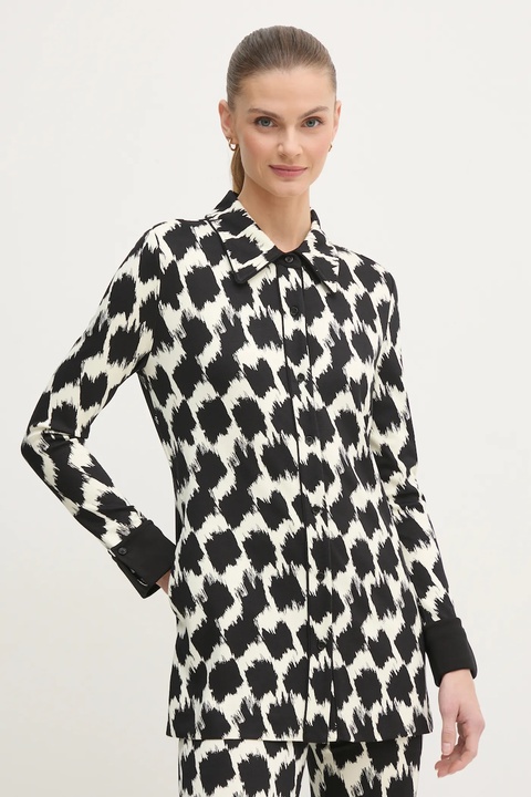 DIANE VON FURSTENBERG koszula damska kolor czarny regular z kołnierzykiem klasycznym DVFBL4S015 - zdjęcie produktu nr 1
