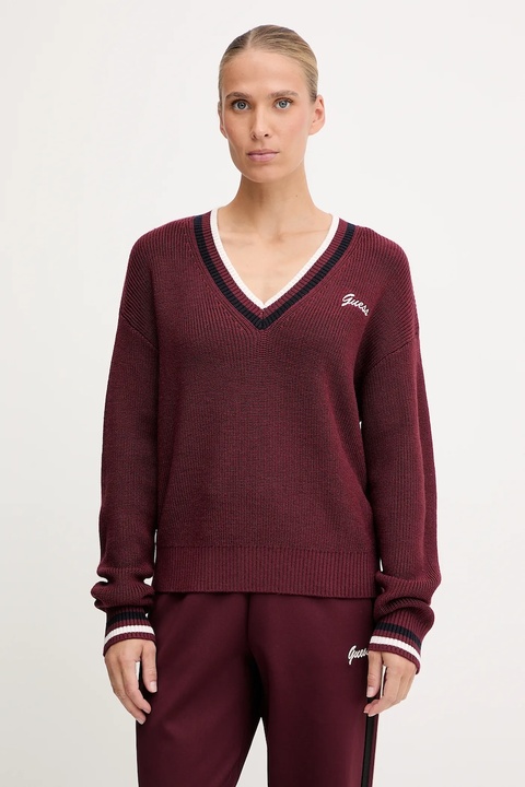 Guess sweter z dodatkiem wełny SABINA damski kolor bordowy lekki V5BR01 Z1152 - zdjęcie produktu nr 1