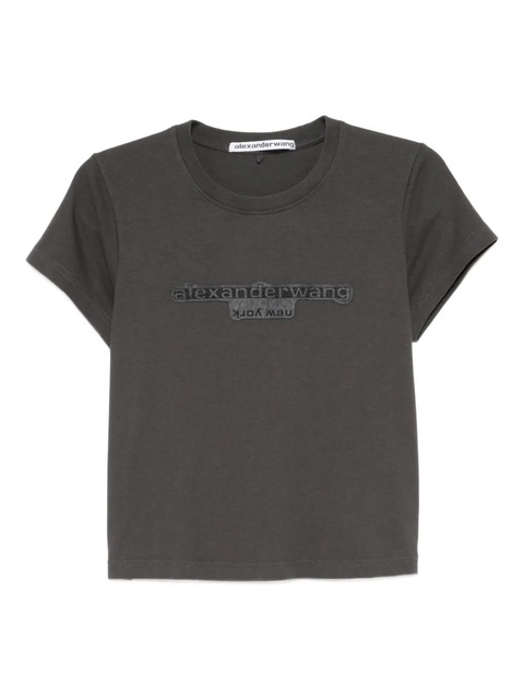 Alexander Wang logo-embroidered cropped T-shirt - Grey - zdjęcie produktu nr 1