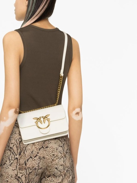 PINKO Love One Classic leather crossbody bag - Neutrals - zdjęcie produktu nr 2