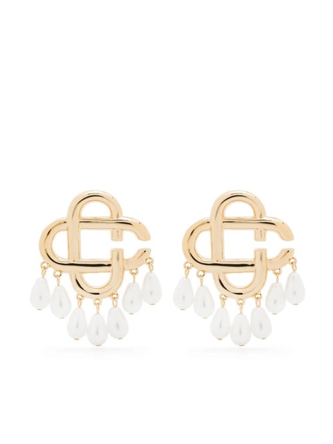 Casablanca pearl logo earrings - Gold - zdjęcie produktu nr 1