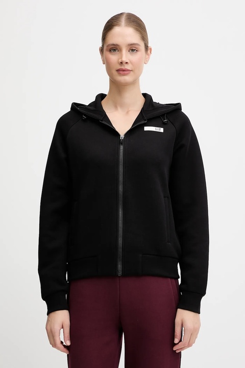 EA7 Emporio Armani bluza damska kolor czarny z kapturem gładka AF13151.7W000675 - zdjęcie produktu nr 1