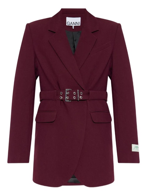 GANNI belted-waist blazer - Red - zdjęcie produktu nr 1