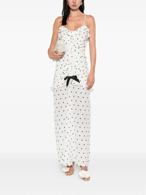 Alessandra Rich polka dot-print ruched dress - White - zdjęcie produktu nr 2