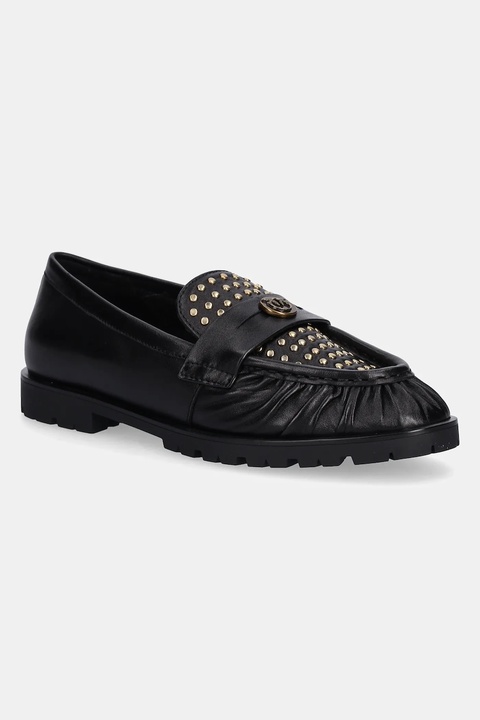 Pinko półbuty skórzane Nora 01 damskie kolor czarny na płaskim obcasie SD0435P120Z99 - zdjęcie produktu nr 1