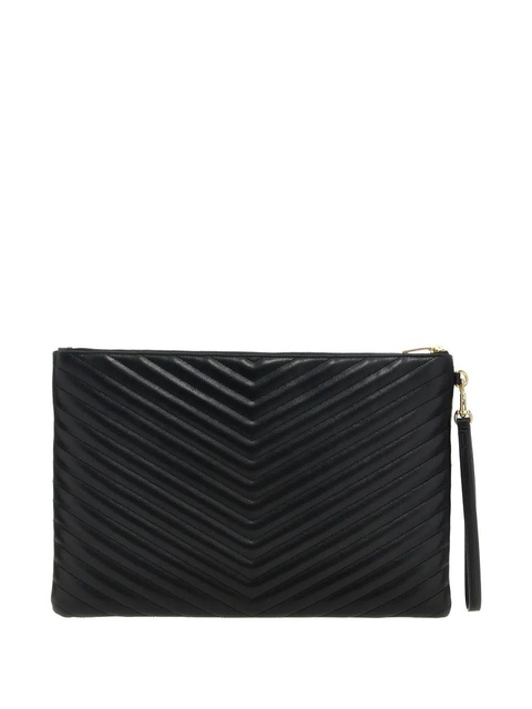 Saint Laurent Cassandre chevron-quilted clutch bag - Black - zdjęcie produktu nr 2