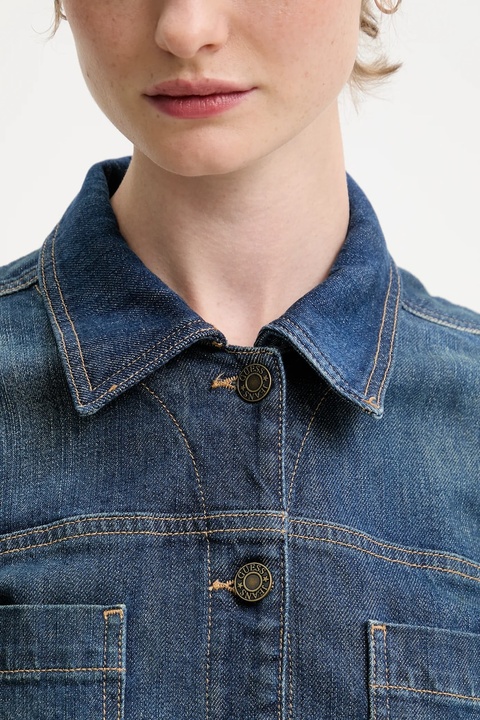 Guess Jeans kombinezon jeansowy kolor niebieski z kołnierzykiemm W5BD97 D0026 - zdjęcie produktu nr 1