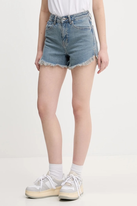 Karl Lagerfeld Jeans szorty jeansowe damskie kolor niebieski gładkie high waist A2W10088 - zdjęcie produktu nr 1