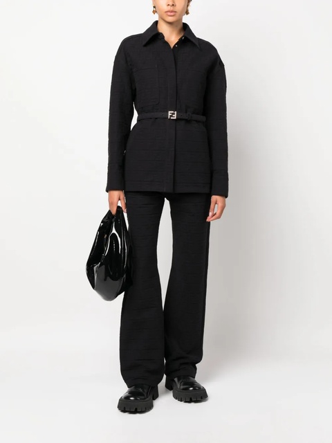 FENDI logo-jacquard straight-leg cotton trousers - Blue - zdjęcie produktu nr 2