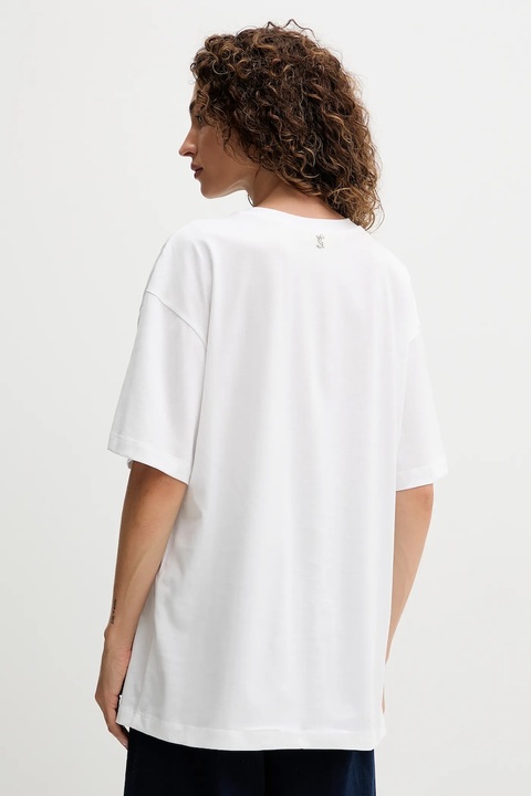 Twinset t-shirt bawełniany damski kolor biały 252AQ2120 - zdjęcie produktu nr 2
