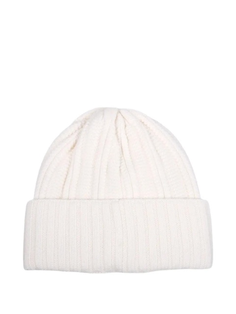 Max Mara logo-patch ribbed beanie hat - White - zdjęcie produktu nr 2