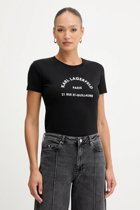 Karl Lagerfeld t-shirt bawełniany damski kolor czarny B1W17033 - zdjęcie produktu nr 1