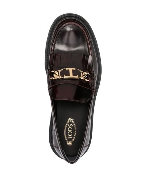 Tod's fringe-detail leather loafers - Red - zdjęcie produktu nr 2