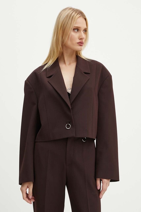 AERON marynarka kolor brązowy oversize gładka PFBL079511 - zdjęcie produktu nr 1