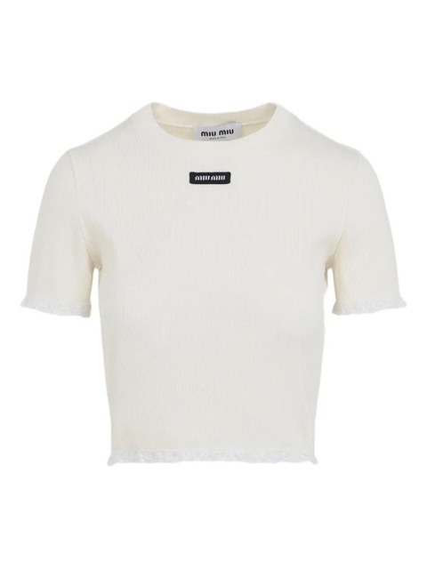 Miu Miu lace-trimmed top - White - zdjęcie produktu nr 1