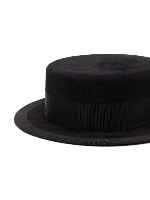 Ruslan Baginskiy Canotier pierced felted hat - Black - zdjęcie produktu nr 2
