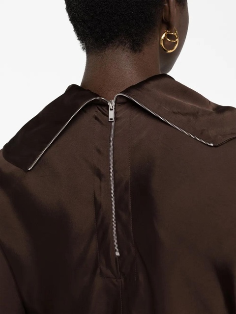 Jil Sander draped-neck long-sleeve blouse - Brown - zdjęcie produktu nr 2