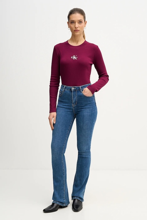 Calvin Klein Jeans longsleeve kolor fioletowy LV047A803G - zdjęcie produktu nr 1
