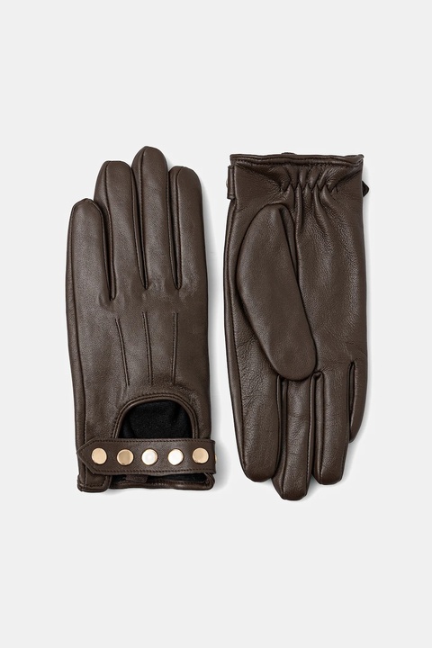 Medicine rękawiczki skórzane damskie kolor brązowy - zdjęcie produktu nr 2