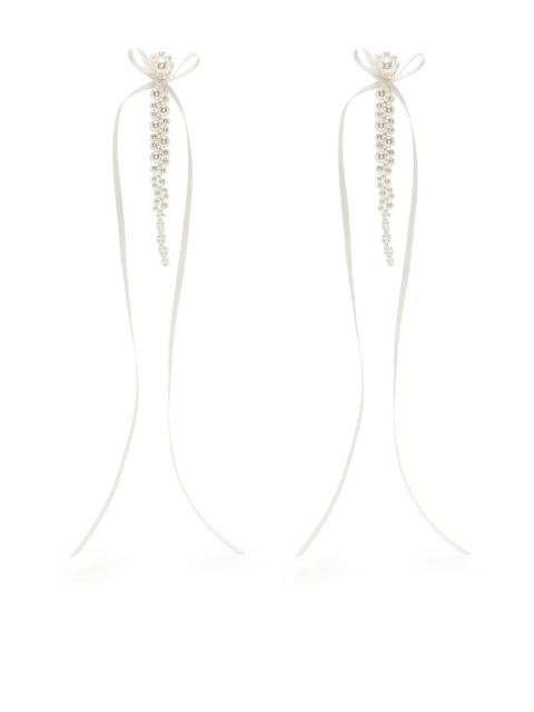 Simone Rocha slim bow ribbon drip earrings - White - zdjęcie produktu nr 1