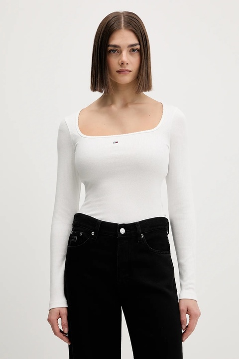 Tommy Jeans longsleeve kolor beżowy DW0DW21836 - zdjęcie produktu nr 1