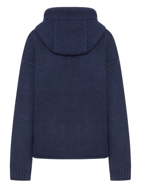 JW Anderson anchor-embroidery wool zip-up hoodie - Blue - zdjęcie produktu nr 2