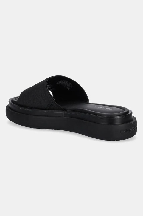 Calvin Klein klapki FLATFORM SLIDE - JACQ damskie kolor czarny na platformie HW0HW02461 - zdjęcie produktu nr 2