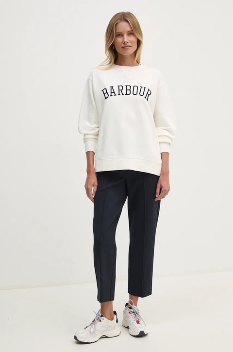 Barbour bluza bawełniana damska kolor biały z aplikacją LOL0591 - zdjęcie produktu nr 2