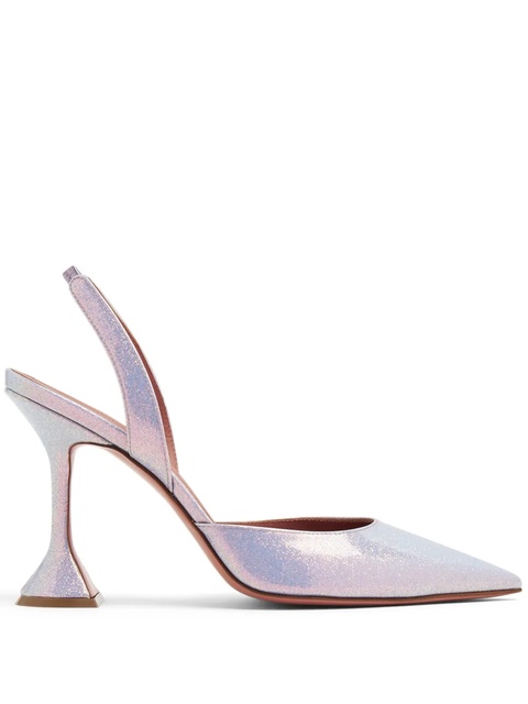 Amina Muaddi Holli 95mm leather slingback pumps - Purple - zdjęcie produktu nr 1
