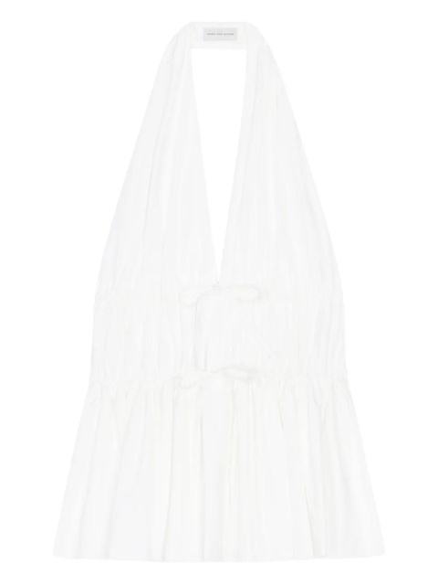 DRIES VAN NOTEN gathered-detail halter top - White - zdjęcie produktu nr 1