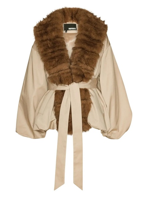 ROTATE BIRGER CHRISTENSEN trimmed-collar belted jacket - Neutrals - zdjęcie produktu nr 1
