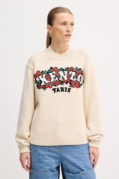 Kenzo sweter wełniany x Verdy damski kolor beżowy ciepły FF52PU4913CX.02 - zdjęcie produktu nr 1