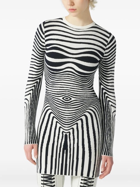 Jean Paul Gaultier long-sleeve morphing-stripes dress - Neutrals - zdjęcie produktu nr 2