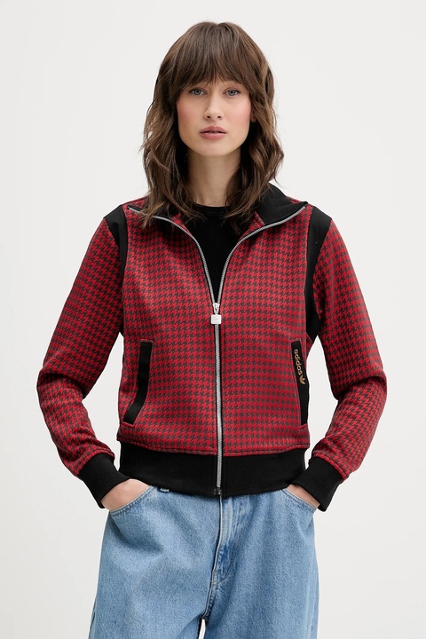 adidas Originals bluza Houndstooth damska kolor czerwony wzorzysta JY3461 - zdjęcie produktu nr 1