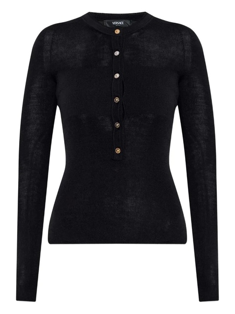 Versace button-embellished wool sweater - Black - zdjęcie produktu nr 1