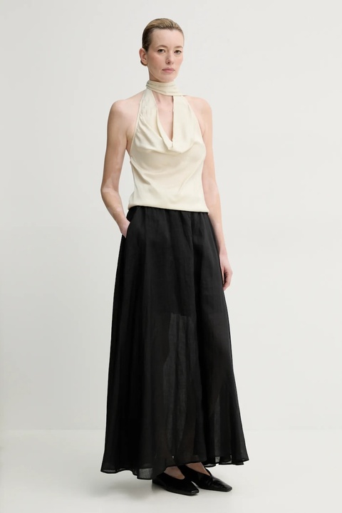 ISABELLE BLANCHE spódnica lniana kolor czarny maxi rozkloszowana IS25SS-G093-T019 - zdjęcie produktu nr 2