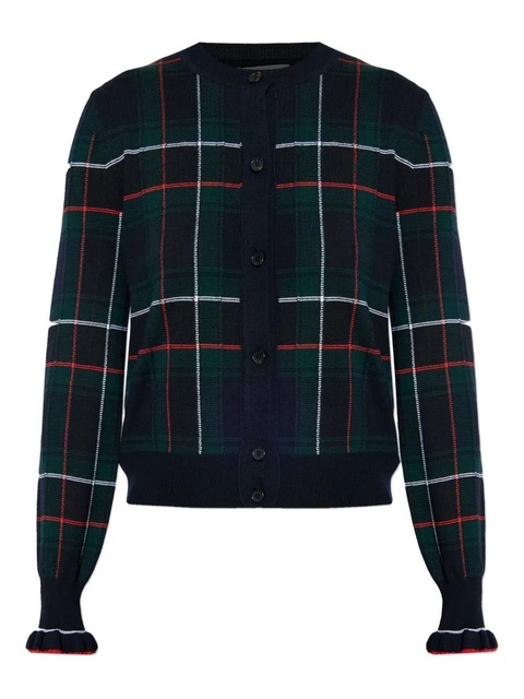Alexander McQueen plaid ruffled-cuff cardigan - Green - zdjęcie produktu nr 1